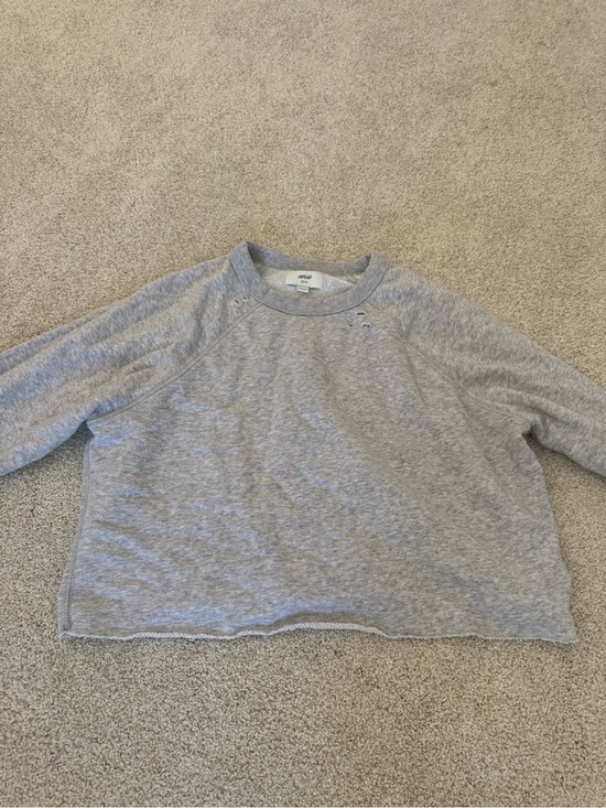 aerie Tops - Aerie Grey Cropped Sweatshirt XS | Distressed, Lounge, Casual